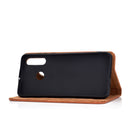 For Huawei P30 Lite Solid Color Magnetic Horizontal Flip Leather Case with Card Slot & Holder(Brown)