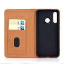 For Huawei P30 Lite Solid Color Magnetic Horizontal Flip Leather Case with Card Slot & Holder(Brown)