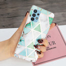 For Samsung Galaxy A32 4G Electroplating TPU Protective Case(Green White Rhombus)