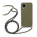 For Samsung Galaxy A12 Wheat Straw Material + TPU Protective Case with Lanyard(Army Green)