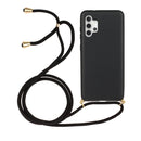For Samsung Galaxy A32 5G Wheat Straw Material + TPU Protective Case with Lanyard(Black)