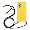 For Samsung Galaxy A52 5G / 4G Wheat Straw Material + TPU Protective Case with Lanyard(Yellow)