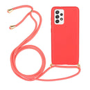 For Samsung Galaxy A52 5G / 4G Wheat Straw Material + TPU Protective Case with Lanyard(Red)