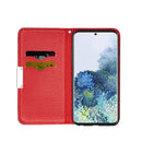For Samsung Galaxy S21 FE Litchi Texture Horizontal Flip Leather Case with Holder & Card Slots(Red)