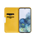 For Samsung Galaxy S21 FE Litchi Texture Horizontal Flip Leather Case with Holder & Card Slots(Yellow)