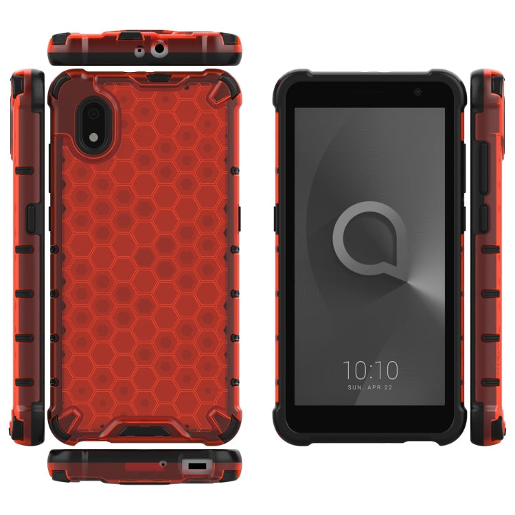 For Alcatel 1B (2020) Shockproof Honeycomb PC + TPU Case(Red)