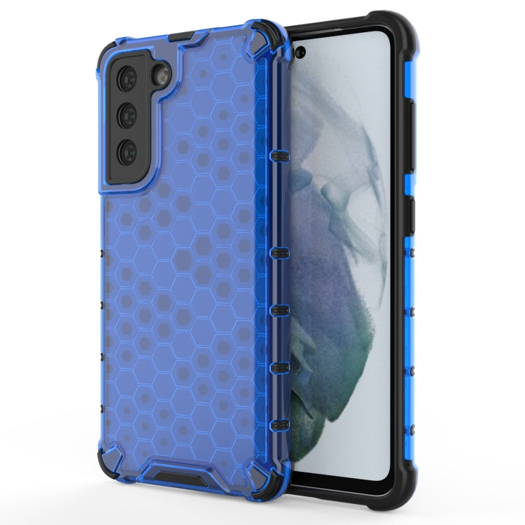 For Samsung Galaxy S21 FE Shockproof Honeycomb PC + TPU Case(Blue)