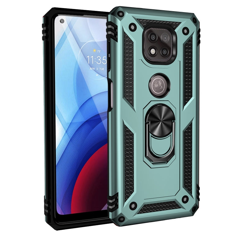 For Motorola Moto G Power (2021) Shockproof TPU + PC Protective Case with 360 Degree Rotating Holder(Green)