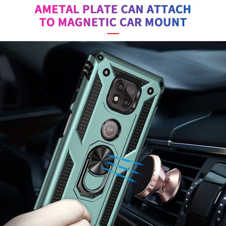 For Motorola Moto G Power (2021) Shockproof TPU + PC Protective Case with 360 Degree Rotating Holder(Green)