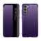 For Samsung Galaxy S21 FE Magnetic Side Window View Shockproof Horizontal Flip Leather Case(Purple)