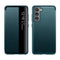 For Samsung Galaxy S21 FE Magnetic Side Window View Shockproof Horizontal Flip Leather Case(Green)