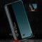For Samsung Galaxy S21 FE Magnetic Side Window View Shockproof Horizontal Flip Leather Case(Green)