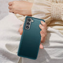 For Samsung Galaxy S21 FE Magnetic Side Window View Shockproof Horizontal Flip Leather Case(Green)