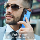 For Samsung Galaxy A02s PC + Rubber 3-layers Shockproof Protective Case with Rotating Holder(Black + Blue)