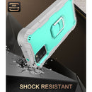 For Samsung Galaxy A02s PC + Rubber 3-layers Shockproof Protective Case with Rotating Holder(Grey White + Mint Green)