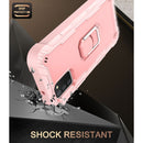 For Samsung Galaxy A02s PC + Rubber 3-layers Shockproof Protective Case with Rotating Holder(Rose Gold)