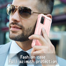 For Samsung Galaxy A02s PC + Rubber 3-layers Shockproof Protective Case with Rotating Holder(Rose Gold)