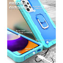 For Samsung Galaxy A52 5G / 4G PC + Rubber 3-layers Shockproof Protective Case with Rotating Holder(Mint Green + Blue)