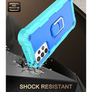 For Samsung Galaxy A52 5G / 4G PC + Rubber 3-layers Shockproof Protective Case with Rotating Holder(Mint Green + Blue)