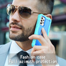 For Samsung Galaxy A52 5G / 4G PC + Rubber 3-layers Shockproof Protective Case with Rotating Holder(Mint Green + Blue)