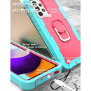 For Samsung Galaxy A52 5G / 4G PC + Rubber 3-layers Shockproof Protective Case with Rotating Holder(Mint Green + Rose Red)
