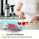 For Samsung Galaxy A52 5G / 4G PC + Rubber 3-layers Shockproof Protective Case with Rotating Holder(Mint Green + Rose Red)