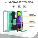 For Samsung Galaxy A52 5G / 4G PC + Rubber 3-layers Shockproof Protective Case with Rotating Holder(Grey White + Mint Green)