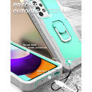 For Samsung Galaxy A52 5G / 4G PC + Rubber 3-layers Shockproof Protective Case with Rotating Holder(Grey White + Mint Green)