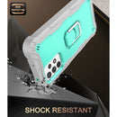 For Samsung Galaxy A52 5G / 4G PC + Rubber 3-layers Shockproof Protective Case with Rotating Holder(Grey White + Mint Green)