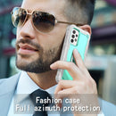 For Samsung Galaxy A52 5G / 4G PC + Rubber 3-layers Shockproof Protective Case with Rotating Holder(Grey White + Mint Green)