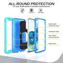 For Samsung Galaxy S20 FE / FE 5G PC + Rubber 3-layers Shockproof Protective Case with Rotating Holder(Mint Green + Blue)