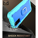 For Samsung Galaxy S20 FE / FE 5G PC + Rubber 3-layers Shockproof Protective Case with Rotating Holder(Mint Green + Blue)