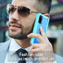 For Samsung Galaxy S20 FE / FE 5G PC + Rubber 3-layers Shockproof Protective Case with Rotating Holder(Mint Green + Blue)