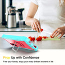 For Samsung Galaxy S20 FE / FE 5G PC + Rubber 3-layers Shockproof Protective Case with Rotating Holder(Mint Green + Rose Red)