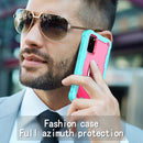 For Samsung Galaxy S20 FE / FE 5G PC + Rubber 3-layers Shockproof Protective Case with Rotating Holder(Mint Green + Rose Red)