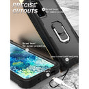 For Samsung Galaxy S20 FE / FE 5G PC + Rubber 3-layers Shockproof Protective Case with Rotating Holder(Black)