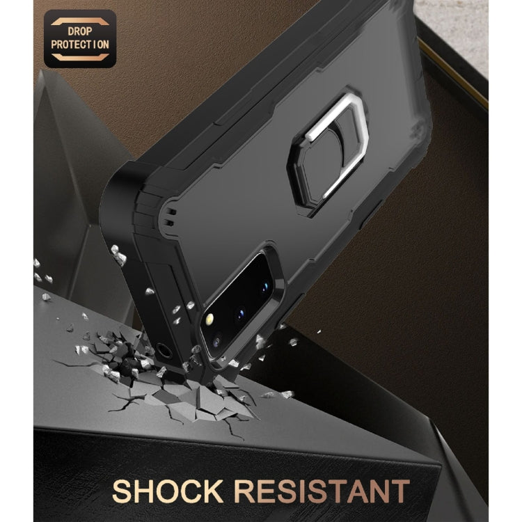 For Samsung Galaxy S20 FE / FE 5G PC + Rubber 3-layers Shockproof Protective Case with Rotating Holder(Black)