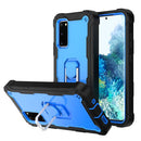 For Samsung Galaxy S20 FE / FE 5G PC + Rubber 3-layers Shockproof Protective Case with Rotating Holder(Black + Blue)