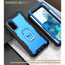 For Samsung Galaxy S20 FE / FE 5G PC + Rubber 3-layers Shockproof Protective Case with Rotating Holder(Black + Blue)