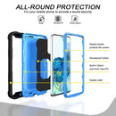 For Samsung Galaxy S20 FE / FE 5G PC + Rubber 3-layers Shockproof Protective Case with Rotating Holder(Black + Blue)