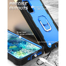 For Samsung Galaxy S20 FE / FE 5G PC + Rubber 3-layers Shockproof Protective Case with Rotating Holder(Black + Blue)