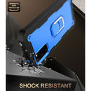 For Samsung Galaxy S20 FE / FE 5G PC + Rubber 3-layers Shockproof Protective Case with Rotating Holder(Black + Blue)