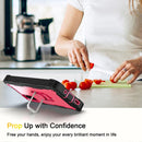 For Samsung Galaxy S20 FE / FE 5G PC + Rubber 3-layers Shockproof Protective Case with Rotating Holder(Black + Rose Red)