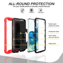 For Samsung Galaxy S20 FE / FE 5G PC + Rubber 3-layers Shockproof Protective Case with Rotating Holder(Red + Black)