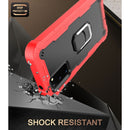 For Samsung Galaxy S20 FE / FE 5G PC + Rubber 3-layers Shockproof Protective Case with Rotating Holder(Red + Black)