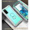 For Samsung Galaxy S20 FE / FE 5G PC + Rubber 3-layers Shockproof Protective Case with Rotating Holder(Grey White + Mint Green)