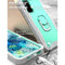 For Samsung Galaxy S20 FE / FE 5G PC + Rubber 3-layers Shockproof Protective Case with Rotating Holder(Grey White + Mint Green)