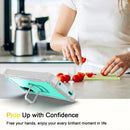 For Samsung Galaxy S20 FE / FE 5G PC + Rubber 3-layers Shockproof Protective Case with Rotating Holder(Grey White + Mint Green)