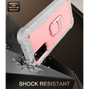 For Samsung Galaxy S20 FE / FE 5G PC + Rubber 3-layers Shockproof Protective Case with Rotating Holder(Grey White + Rose Gold)