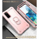 For Samsung Galaxy S20 FE / FE 5G PC + Rubber 3-layers Shockproof Protective Case with Rotating Holder(Rose Gold)